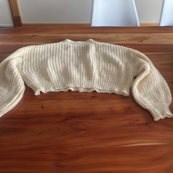 Hand knit Loose Cropped Cardigan Sweater with 3D Fuzzy Peaches women’s med/lrg - Picture 12 of 14